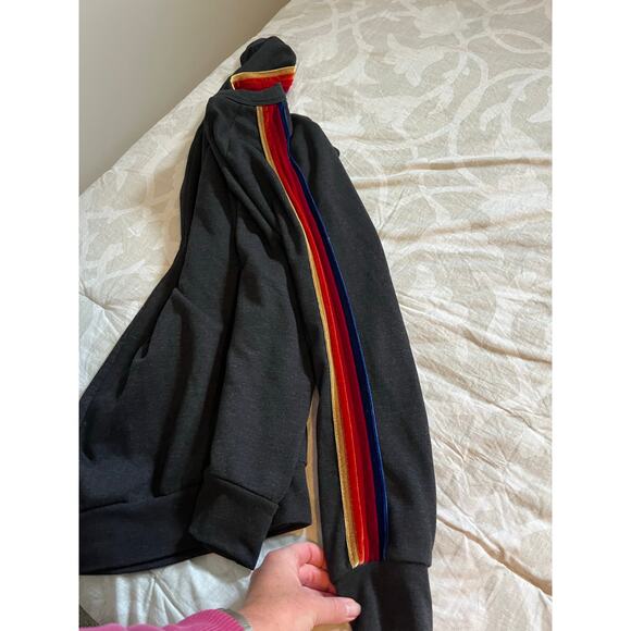 Aviator nation velvet striped crewneck sweater sweatshirt size large - Picture 7 of 8